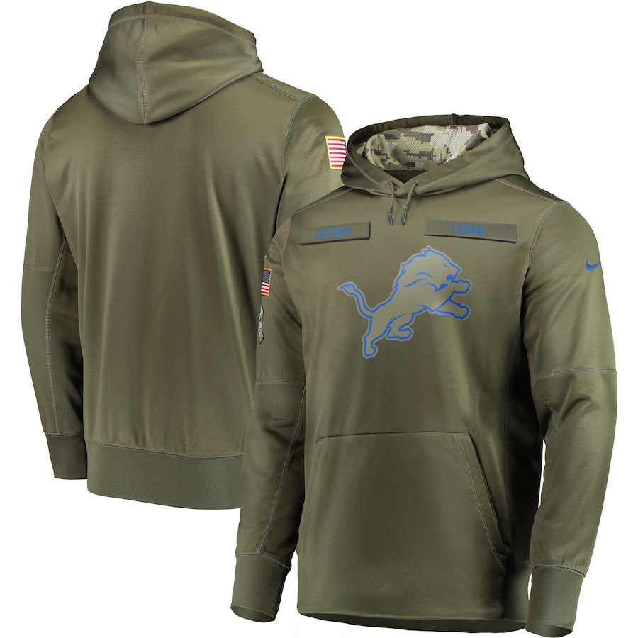 Men Detroit Lions Nike Olive Salute To Service KO Performance Hoodie Green->philadelphia eagles->NFL Jersey